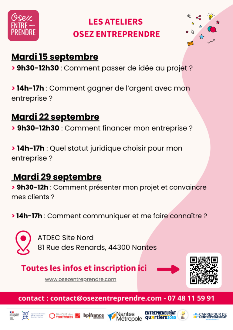 Le programme des ateliers de la rentrée est disponible !